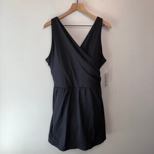 Lands' End Women's Lycra One Piece Wrap Swimsuit Dress Black Size 22W